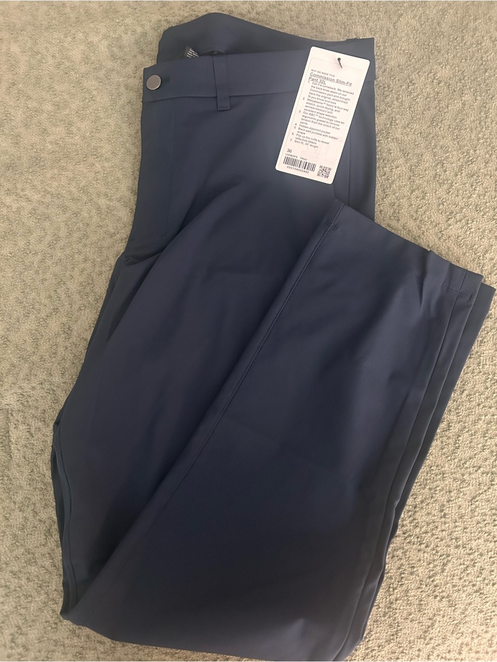 lululemon commission slim-fit Men's dark Navy pants
